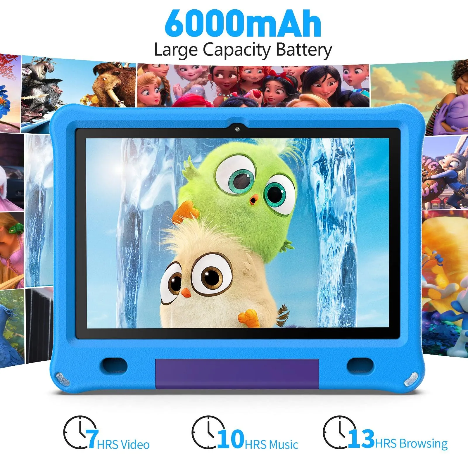 10.1 inch Kids Tablet, Wifi   Quad Core Processor, 3GB RAM, 64GB ROM, 6000mAh Battery, HD Screen, Dual Camera 2MP   8MP, with tons Pre-Installed Parental Control, Kids Apps and Games