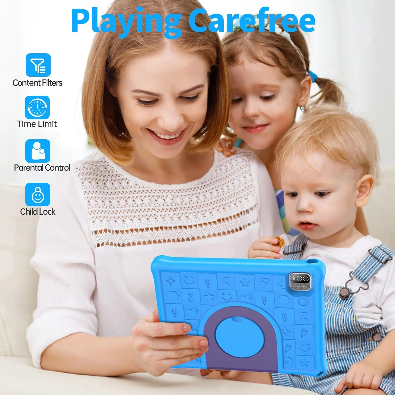 10.1 inch Kids Tablet, Wifi   Quad Core Processor, 3GB RAM, 64GB ROM, 6000mAh Battery, HD Screen, Dual Camera 2MP   8MP, with tons Pre-Installed Parental Control, Kids Apps and Games