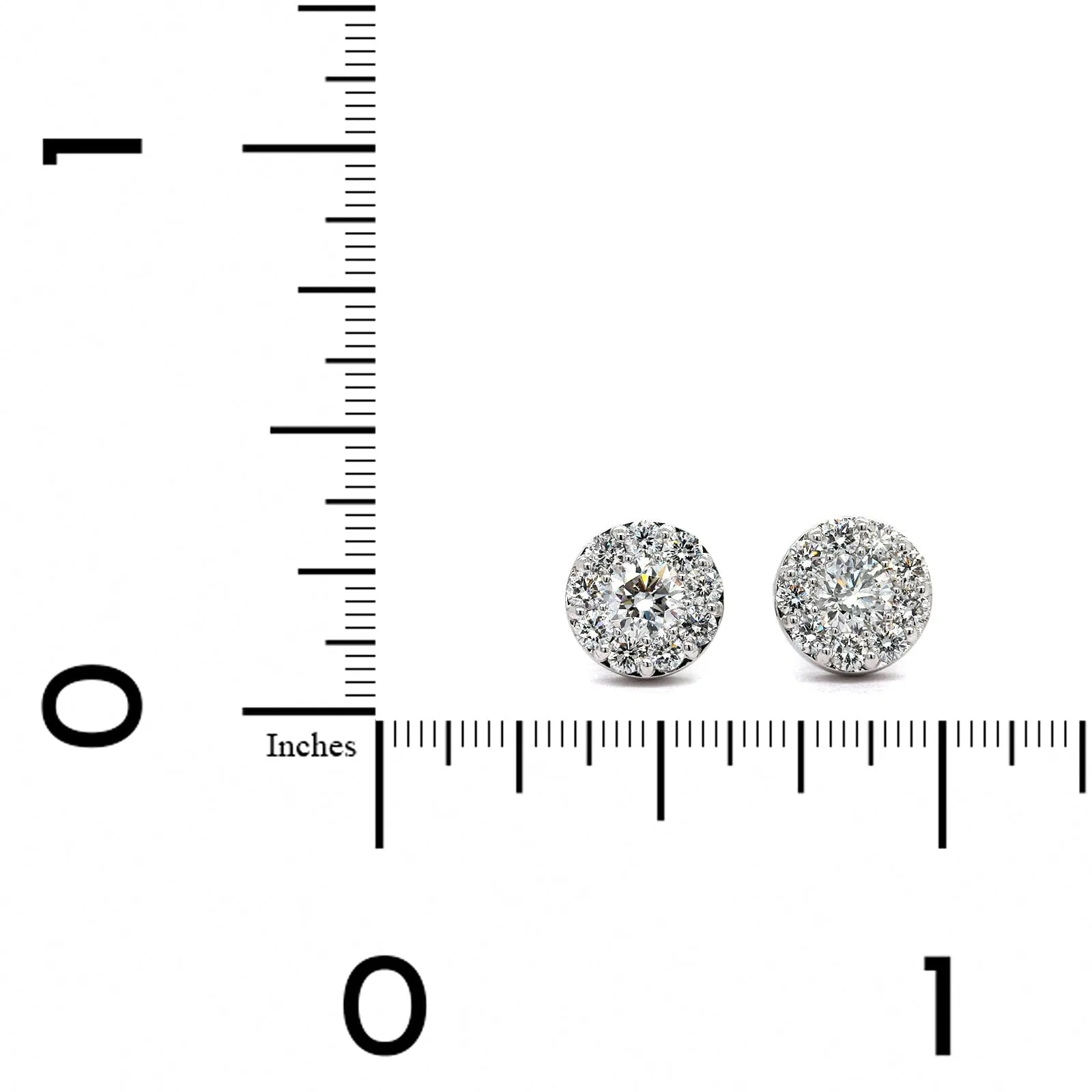 14K White Gold Diamond Halo Stud Earrings