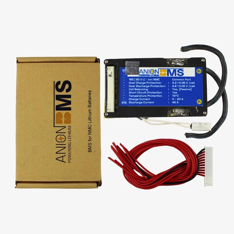 16S 59.2V 45A BMS for Lithium Ion NMC Battery With Cell Balancing (Common Port)