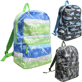 17" Kids Printed Wholesale Backpacks | 3 Dynamic Designs | Bulk Case of 24 Bookbags