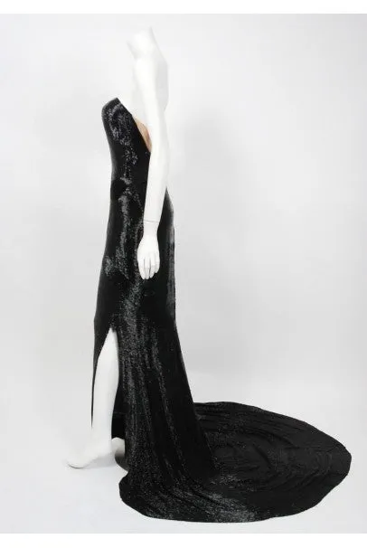 1943 Gilbert Adrian Couture Black Beaded Strapless Gown Worn By Lana Turner