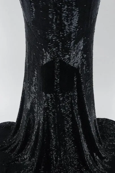 1943 Gilbert Adrian Couture Black Beaded Strapless Gown Worn By Lana Turner