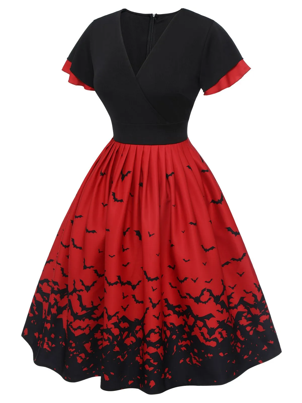 1950s Halloween Flounce Sleeve Swing Dress