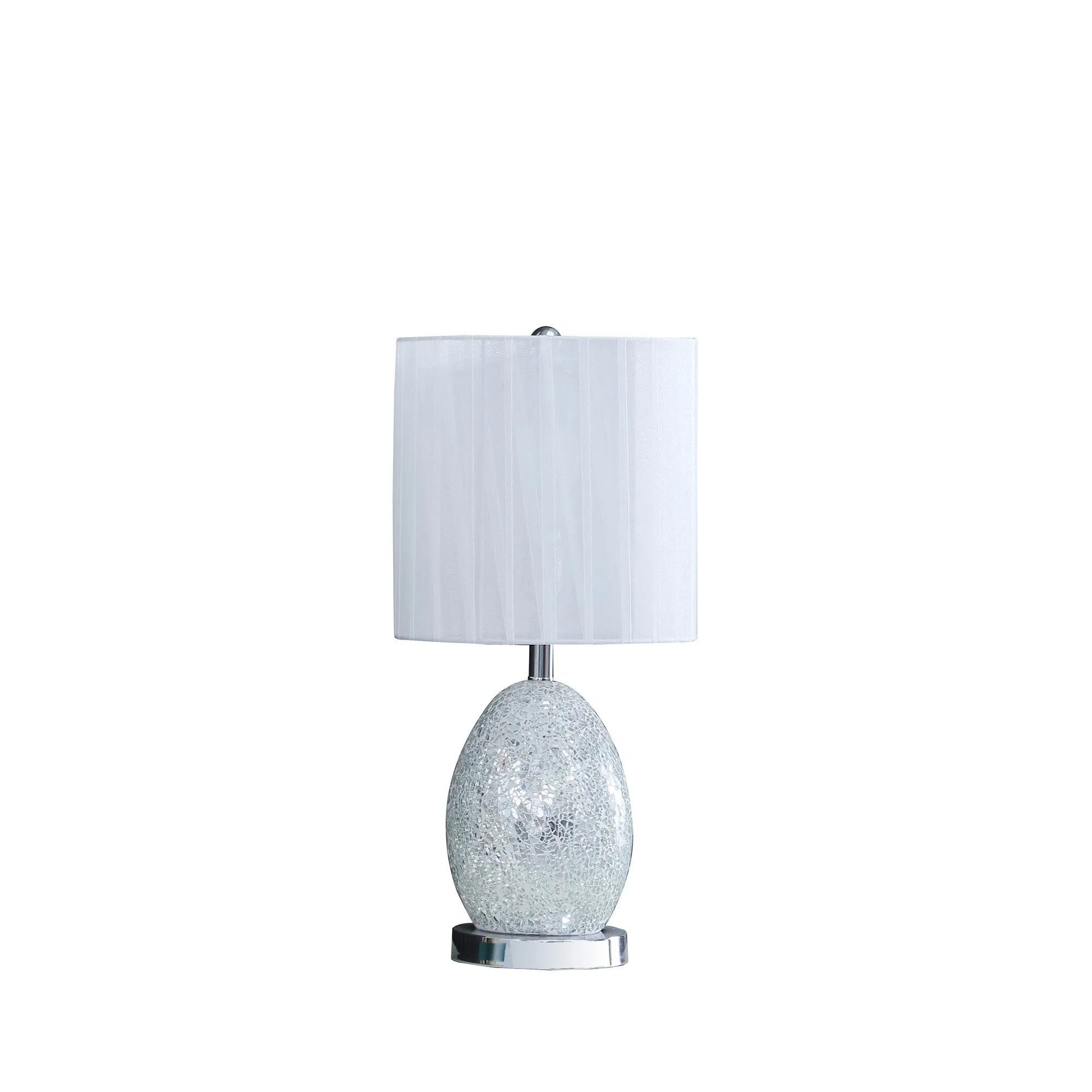 20" White Luster Mirrored Glass Table Lamp With Night Light By Homeroots