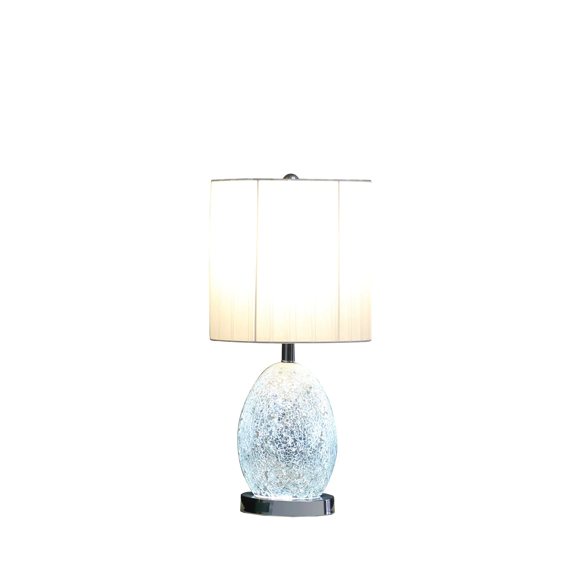 20" White Luster Mirrored Glass Table Lamp With Night Light By Homeroots