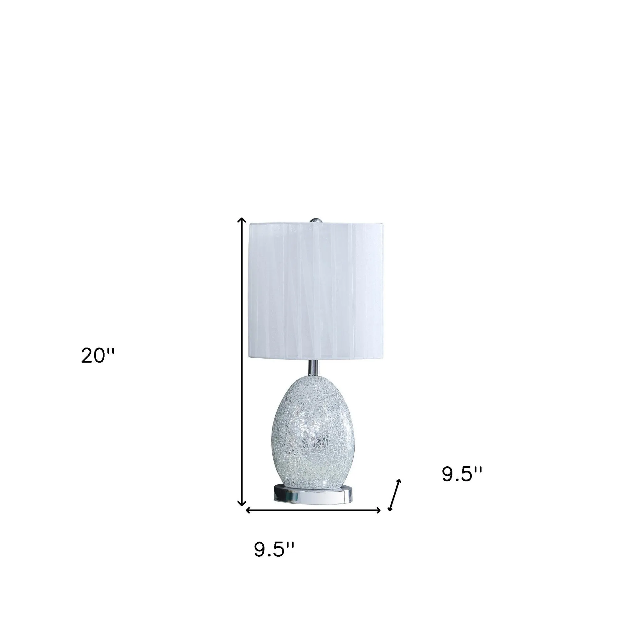 20" White Luster Mirrored Glass Table Lamp With Night Light By Homeroots