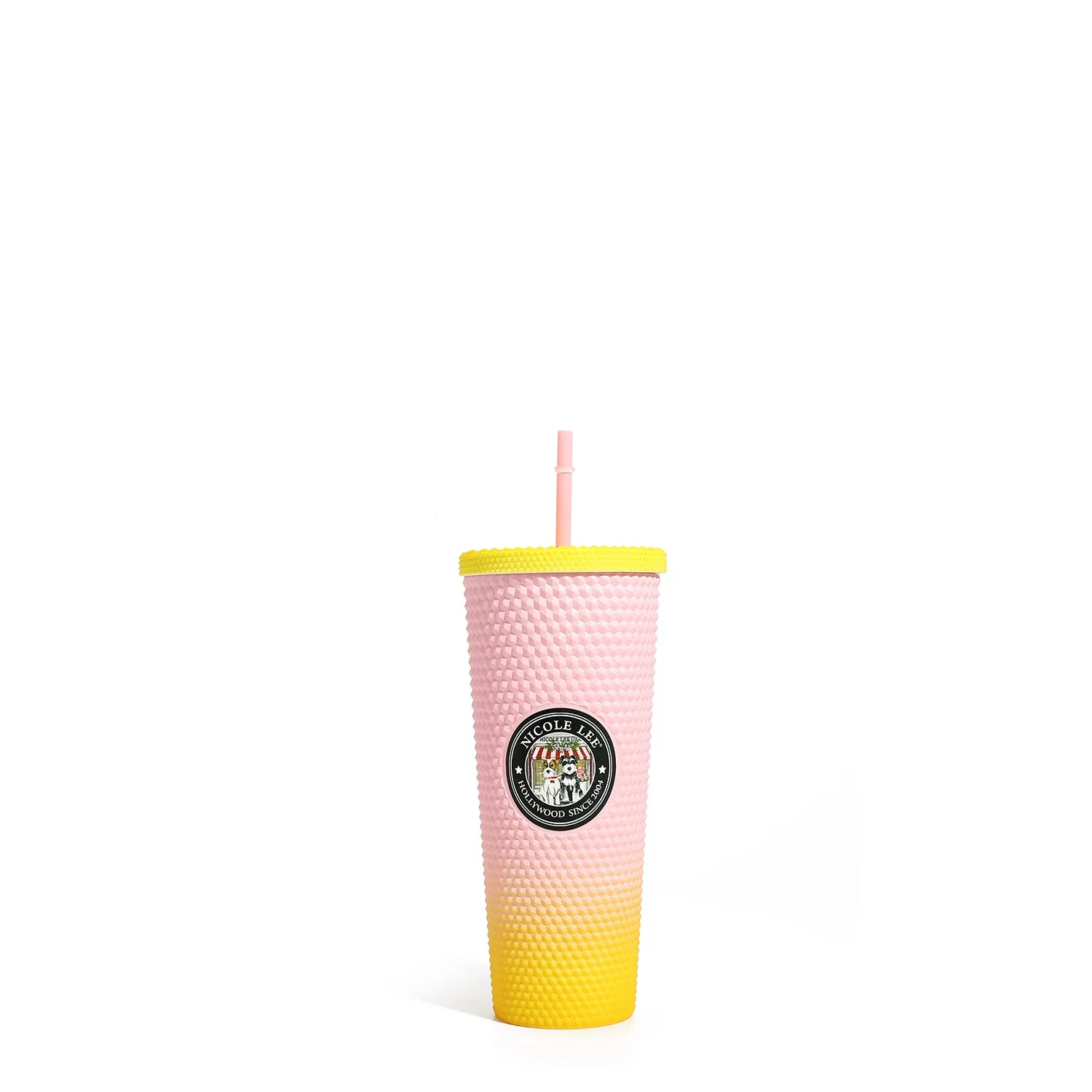 24 OZ STUDDED TUMBLER WITH STRAW