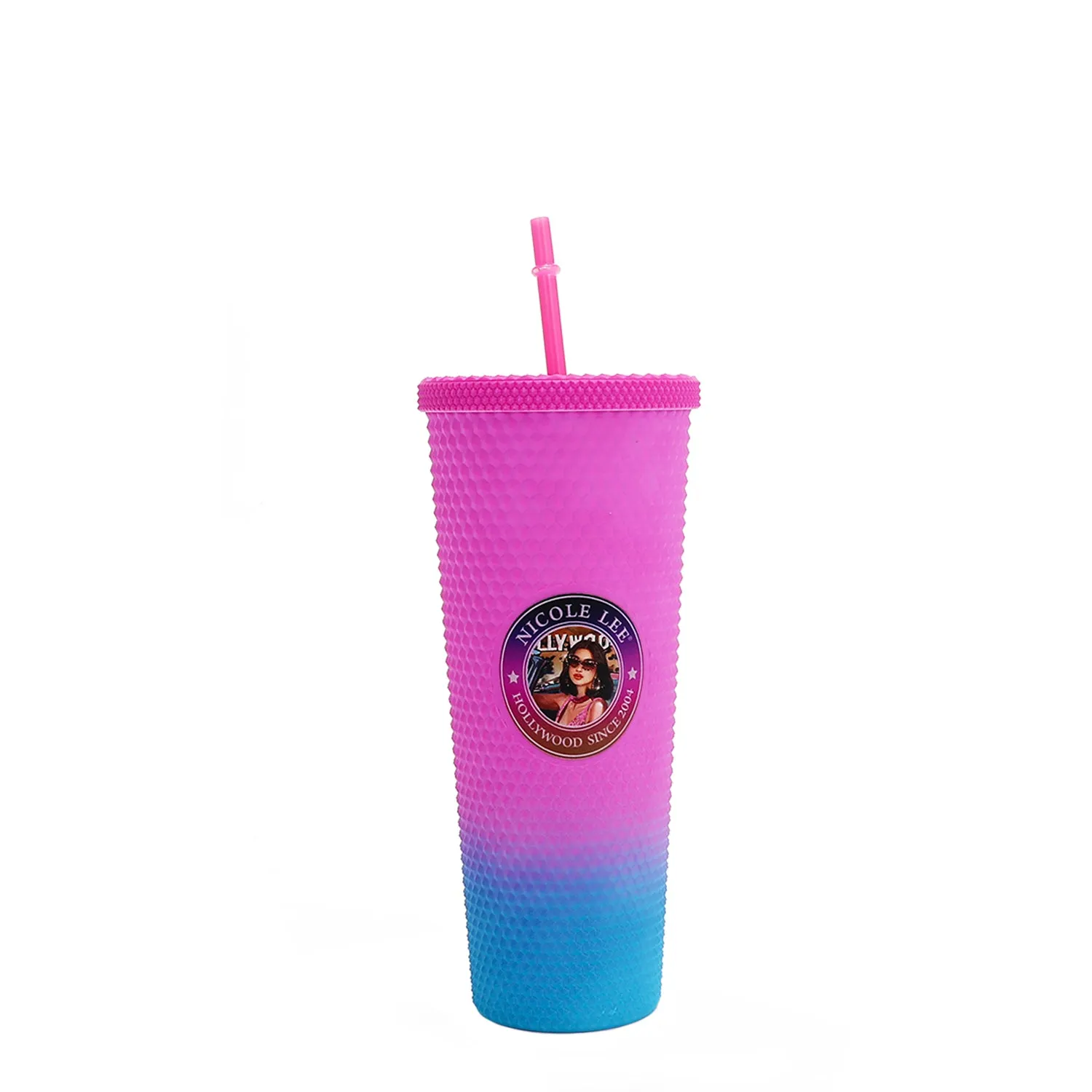 24 OZ STUDDED TUMBLER WITH STRAW