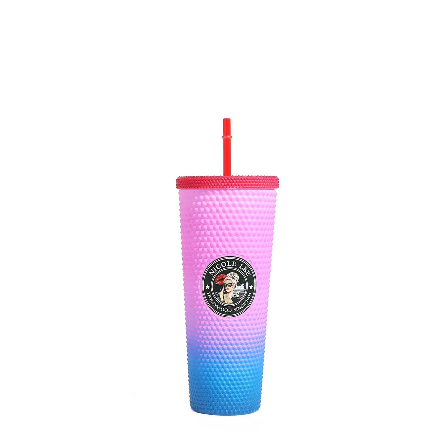 24 OZ STUDDED TUMBLER WITH STRAW