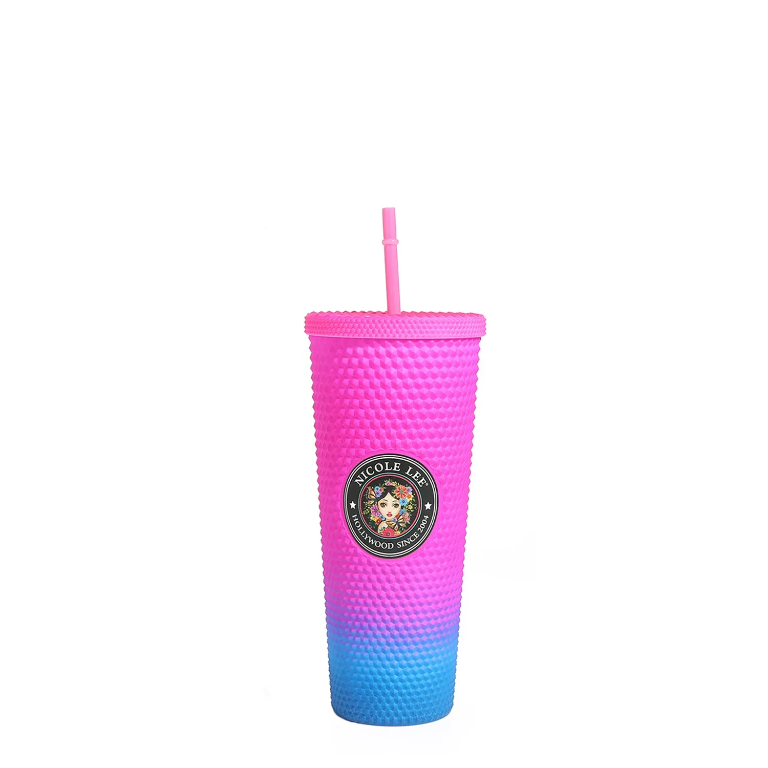 24 OZ STUDDED TUMBLER WITH STRAW