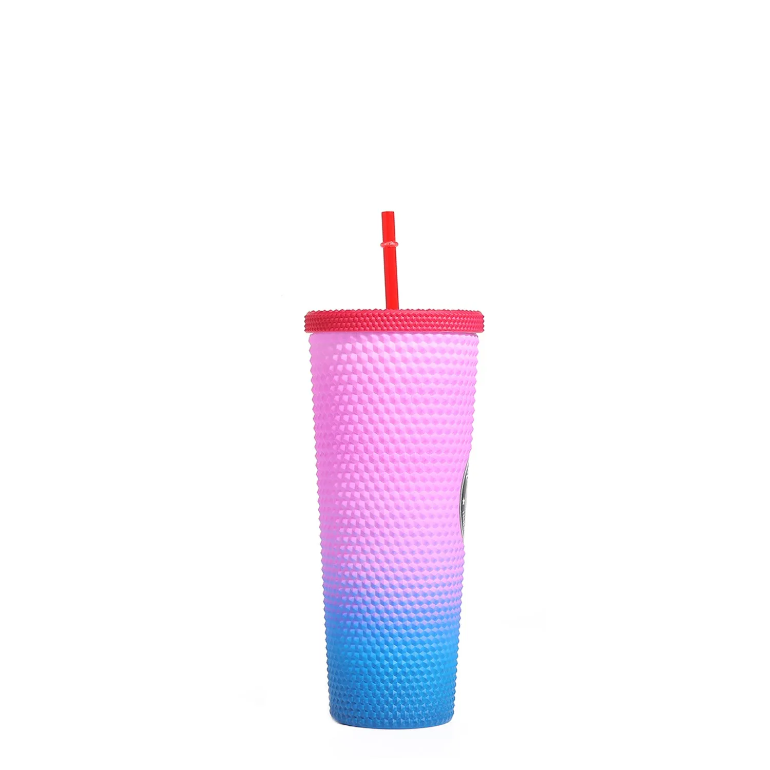 24 OZ STUDDED TUMBLER WITH STRAW