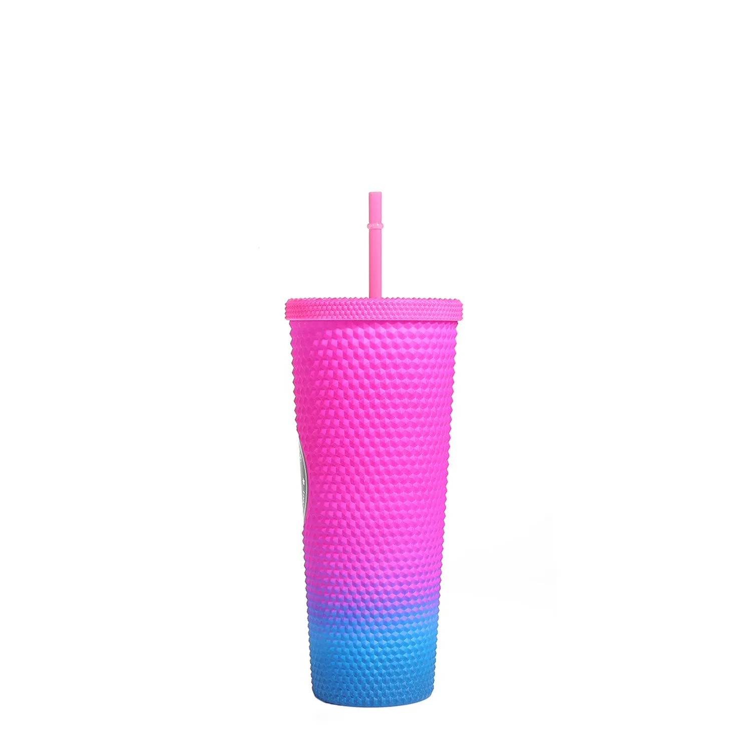 24 OZ STUDDED TUMBLER WITH STRAW