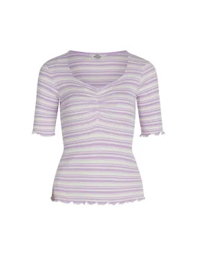 2x2 Cotton Stripe Tinna Tee,  White Alyssum / Lavendula