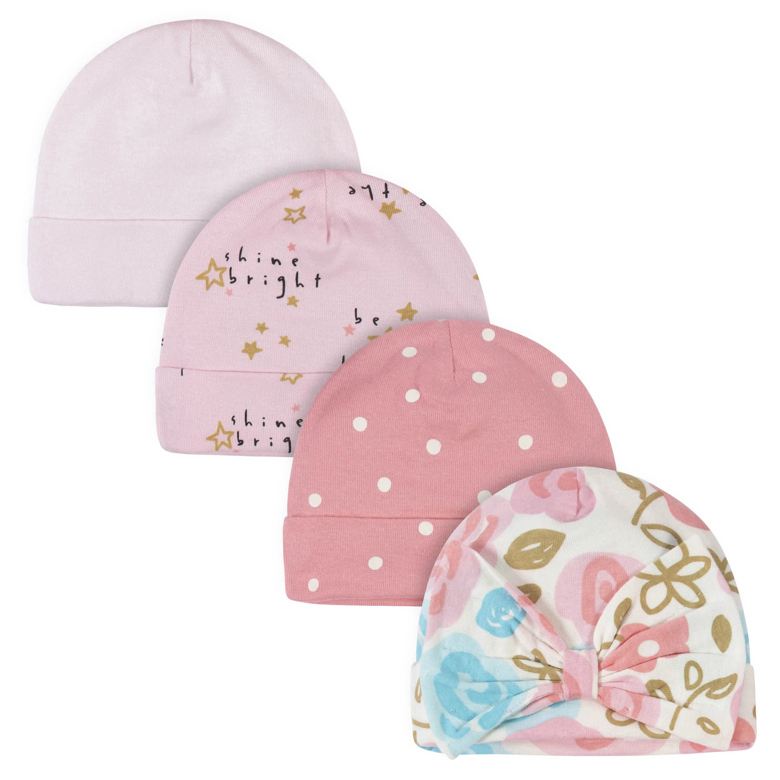 4-Pack Baby Girls Princess Caps