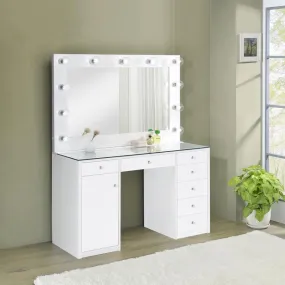 Acena 7-drawer Vanity Set with Lighting White High Gloss