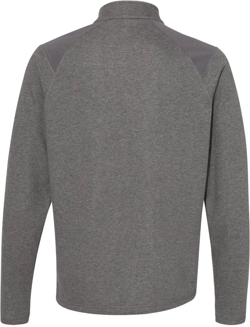 Adidas Heathered Quarter Zip Pullover with Colorblocked Shoulders