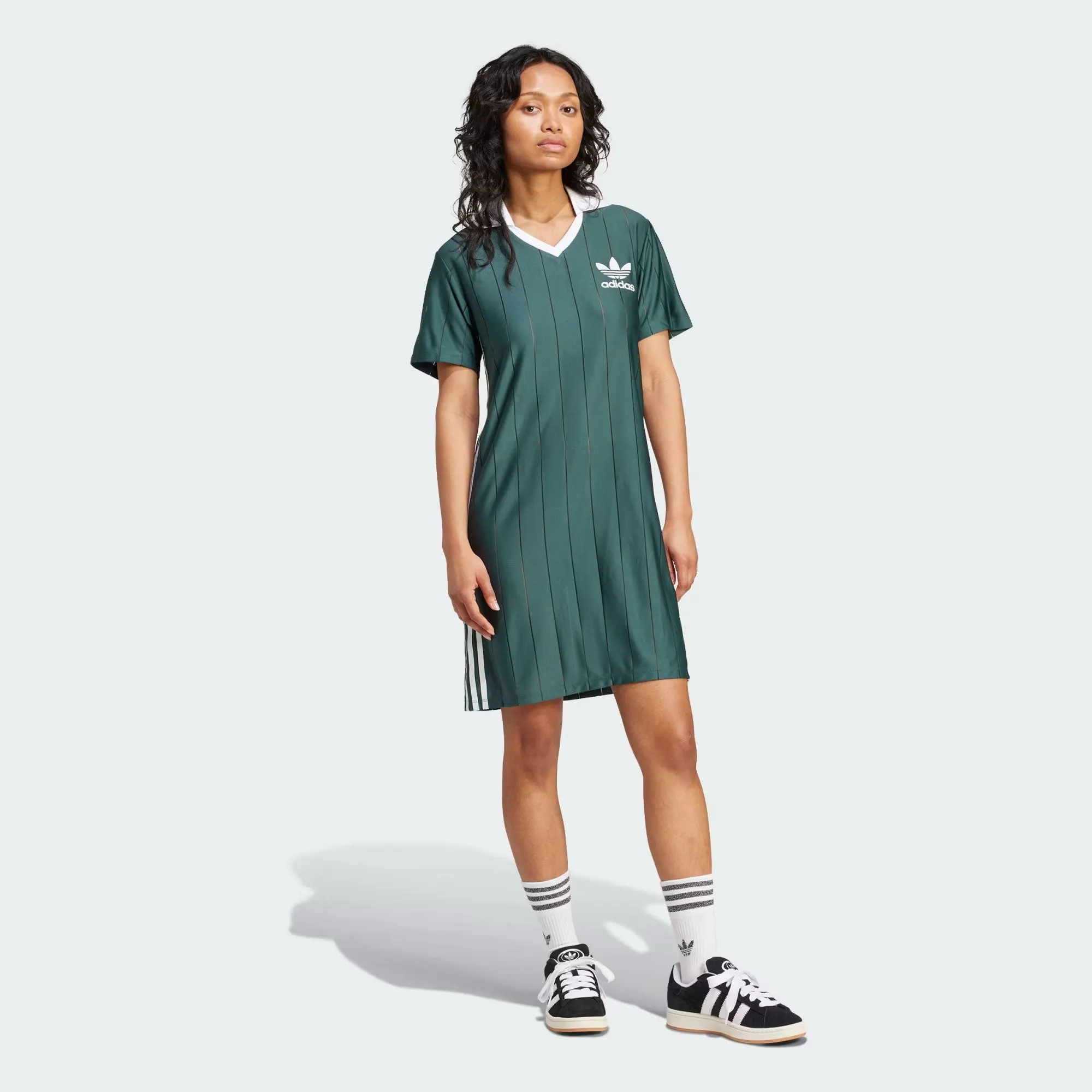 ADIDAS ORIGINALS | WMN'S ADICOLOR 3-STRIPES PINSTRIPE DRESS { MINERAL GREEN