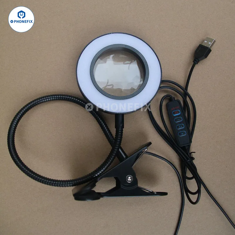 Adjustable 48 LED Eye Protection Desk Lamp Portable Clip Ring Light