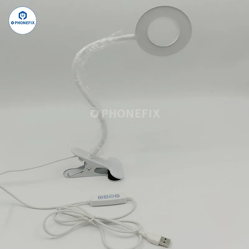 Adjustable 48 LED Eye Protection Desk Lamp Portable Clip Ring Light