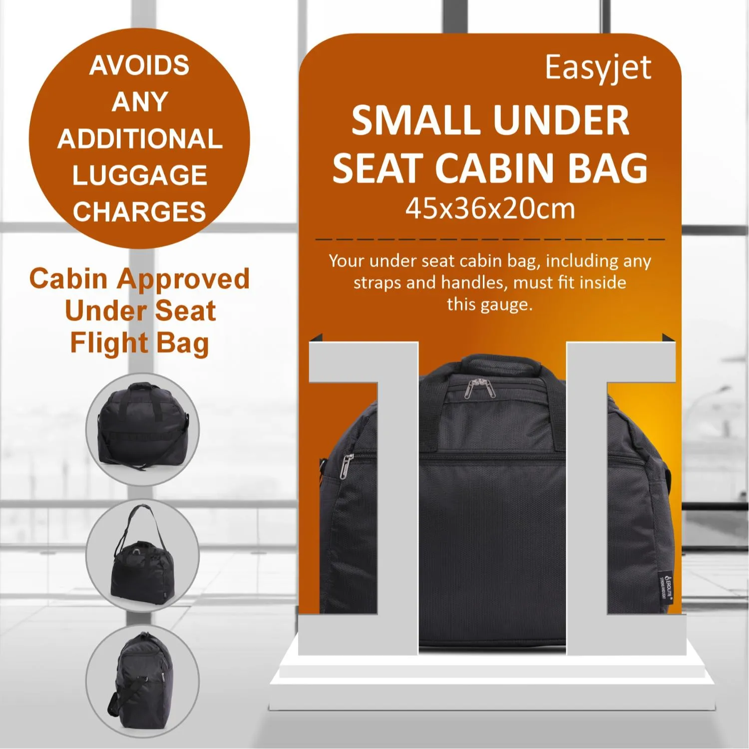 Aerolite (56x45x25cm) Easyjet Large Cabin, British Airways Jet2 Maximum Soft Shell Cabin Suitcase & (45x36x20cm) Easyjet Max Holdall