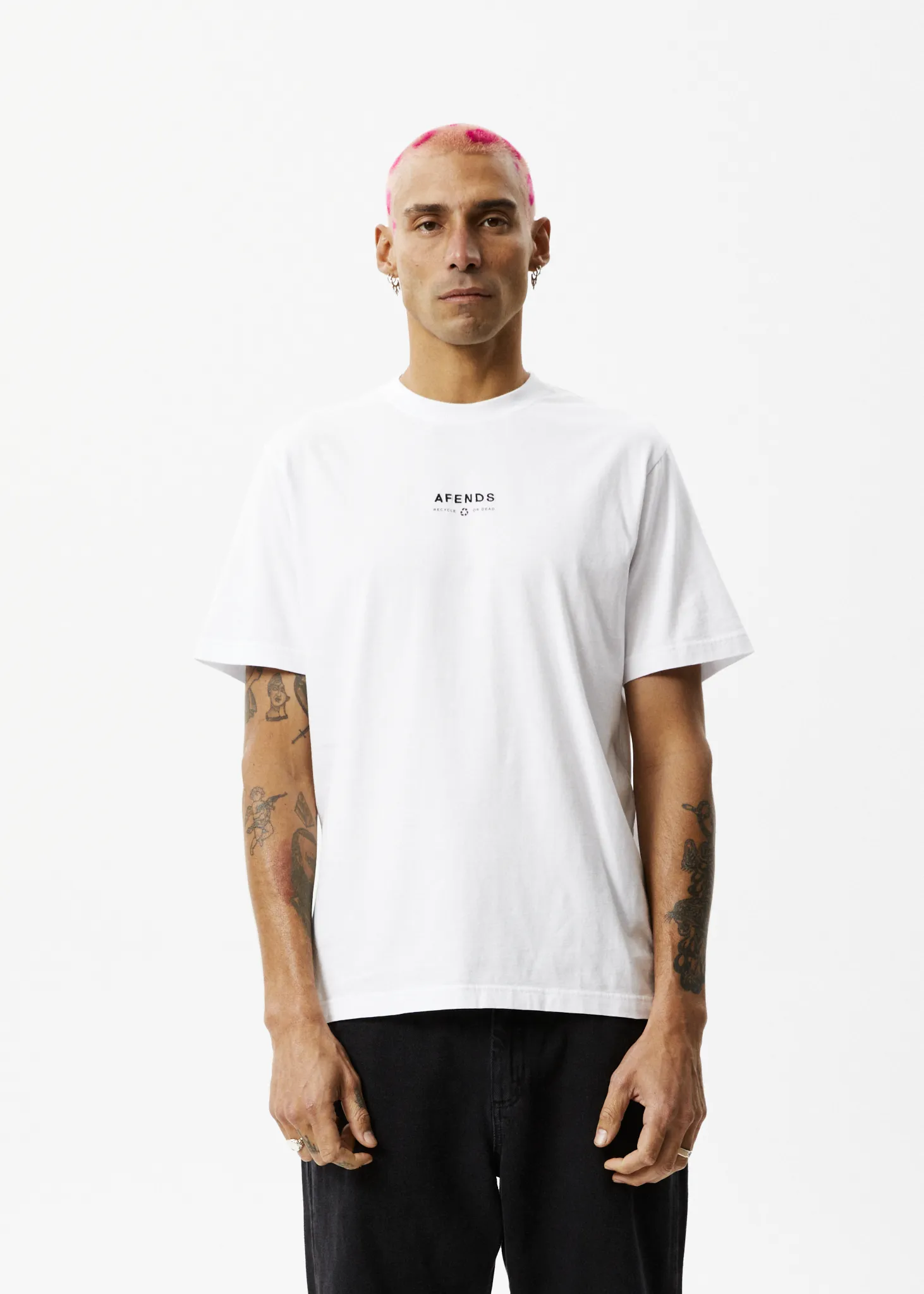 AFENDS Mens Calico - Retro Logo T-Shirt - White