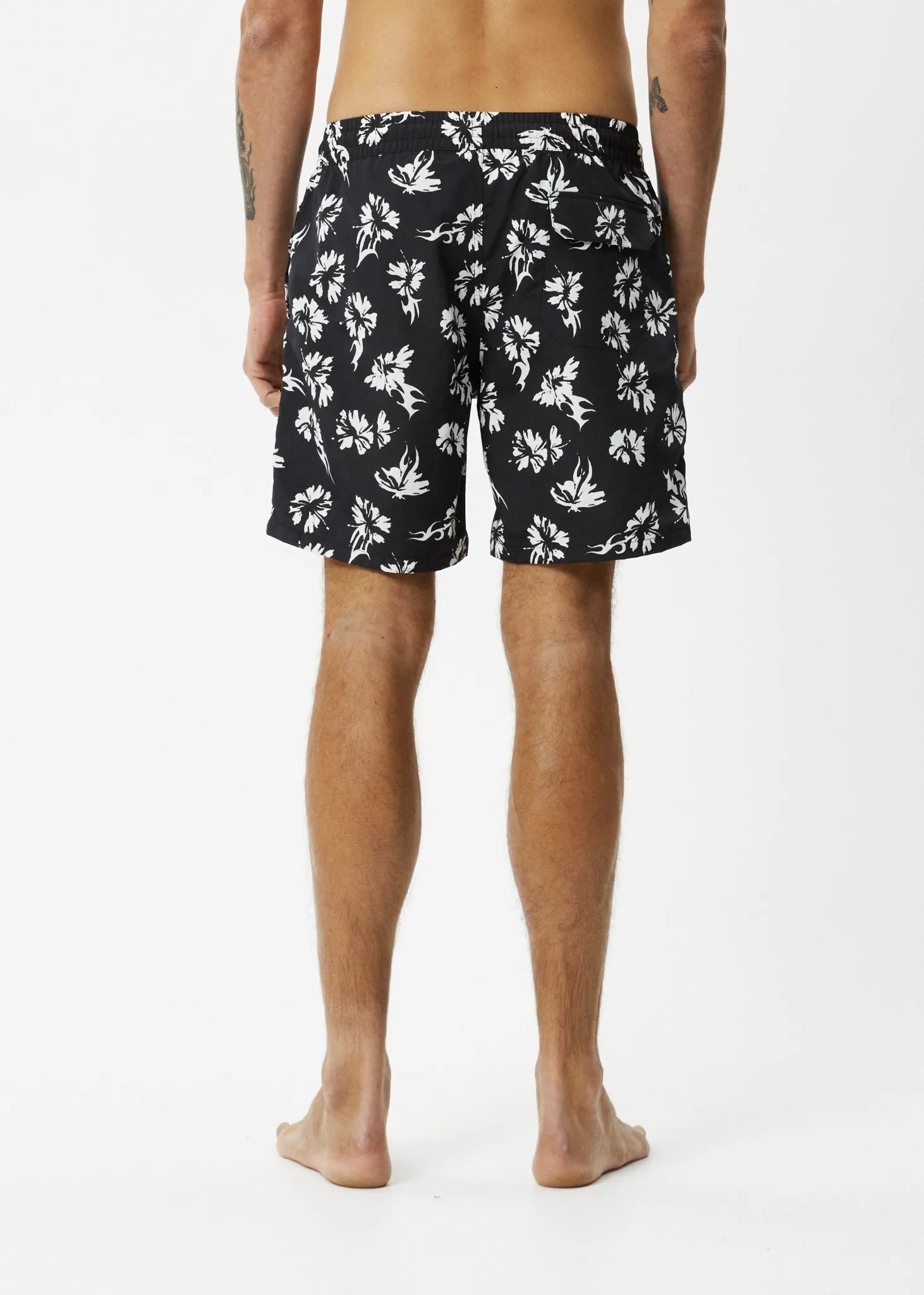 AFENDS Mens Hibiscus - Swim Short 18" - Black