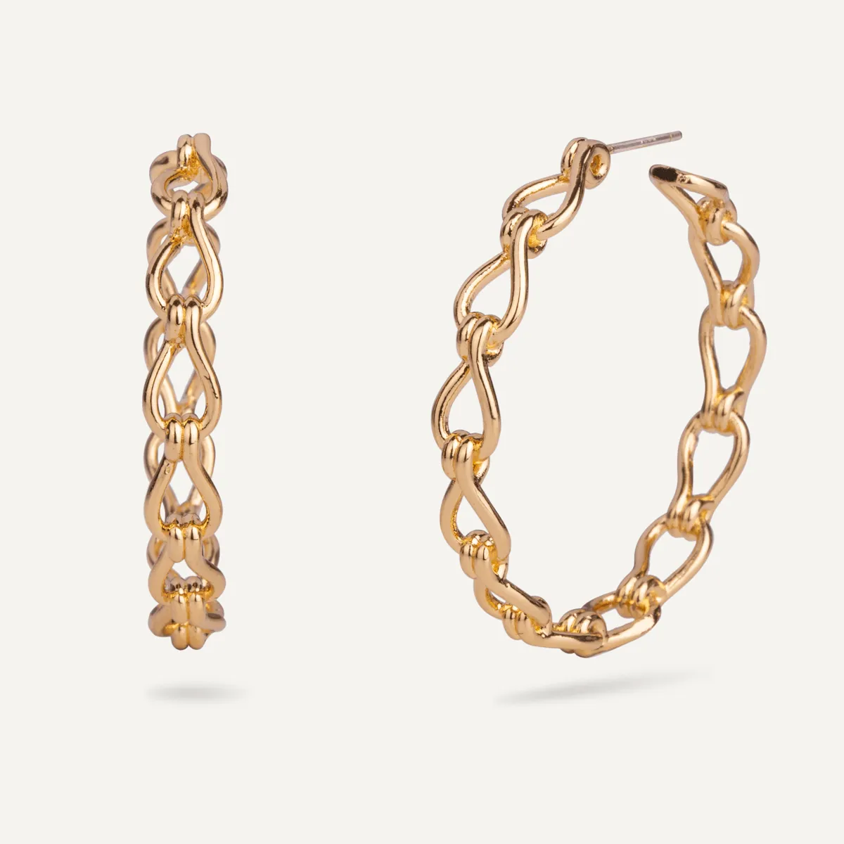 Alesha Contemporary Chain-Link Hoop Earrings In Gold-Tone