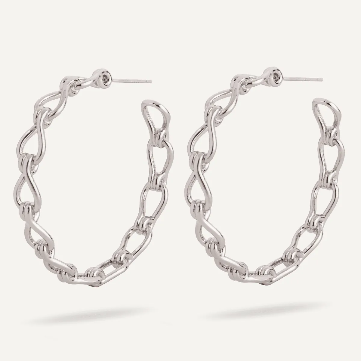 Alesha Contemporary Chain-Link Hoop Earrings In Silver-Tone