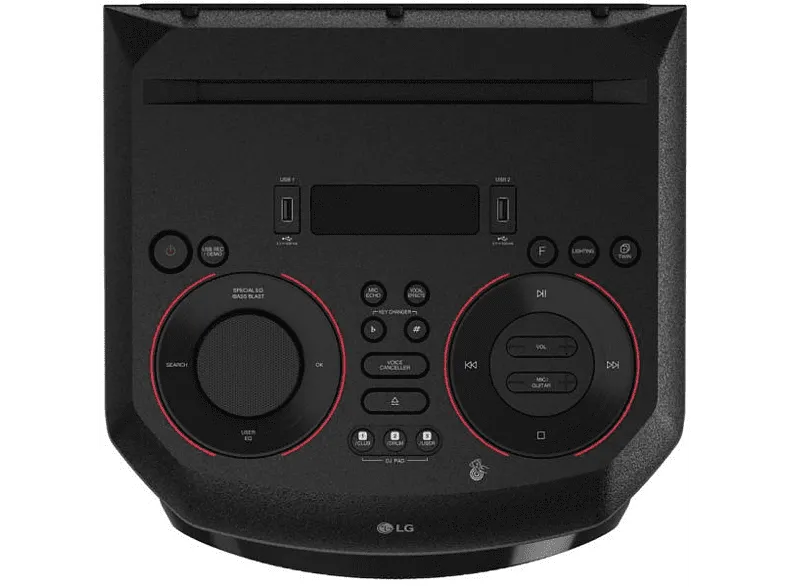 Altavoz de gran potencia - LG XBOOM HW RN5, USB, Radio FM, Karaoke, luces LED, Negro