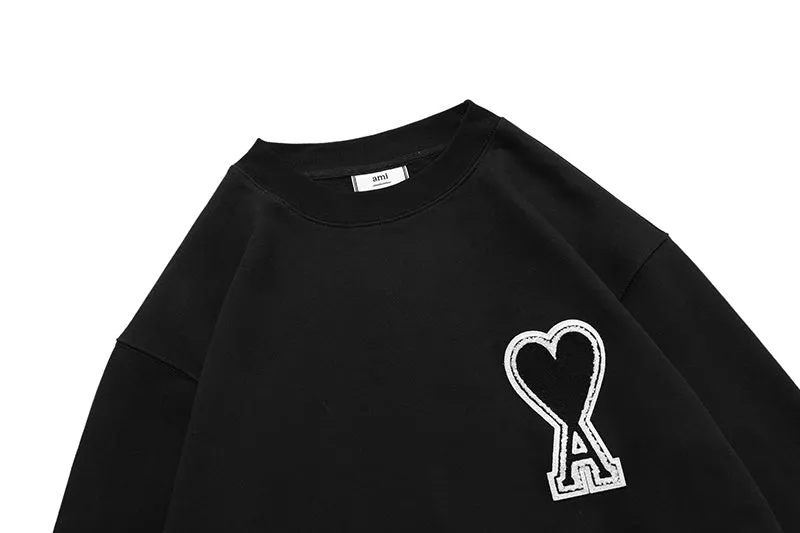 AMI Paris Ami de Coeur logo Crewneck - Black