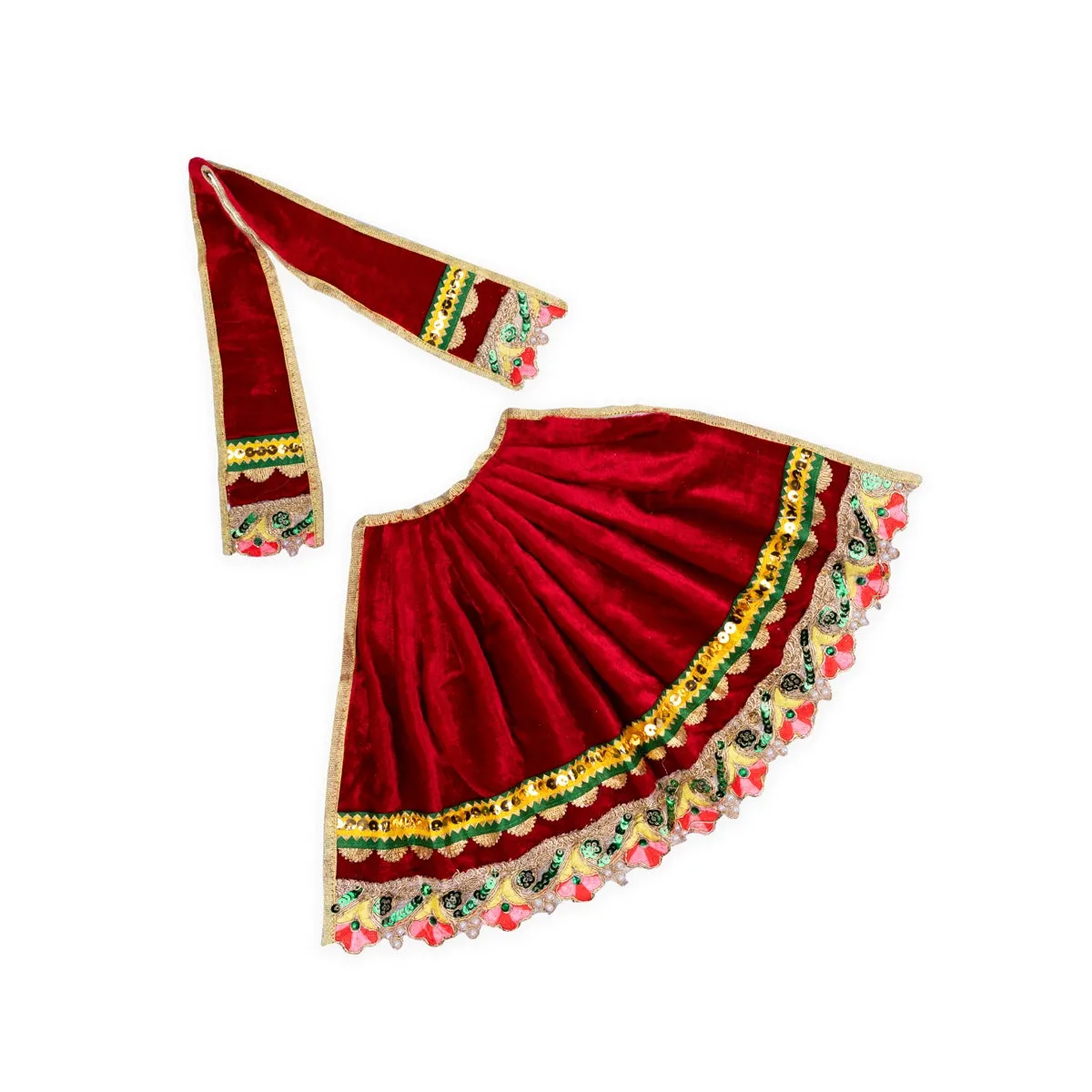 Amman Dress - 9 Inches | Velvet Amman Pavadai/ Velvet Devi Costume for Deity