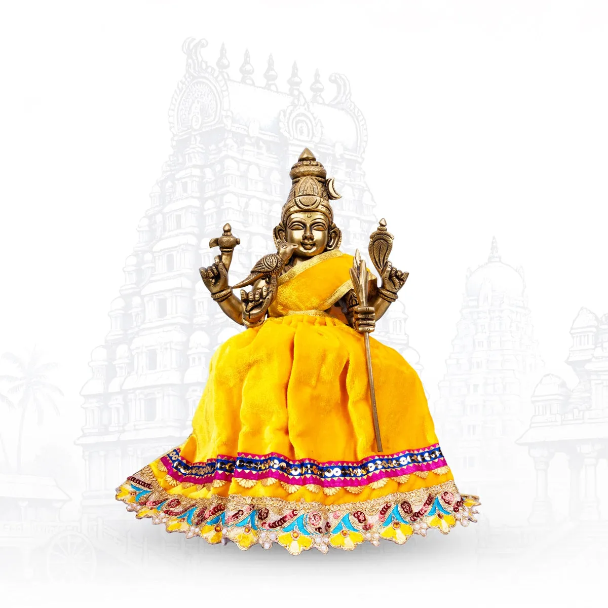 Amman Dress - 9 Inches | Velvet Amman Pavadai/ Velvet Devi Costume for Deity