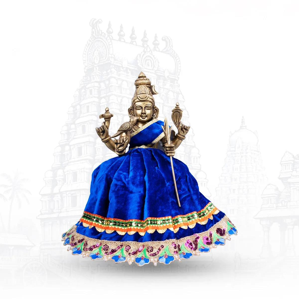 Amman Dress - 9 Inches | Velvet Amman Pavadai/ Velvet Devi Costume for Deity