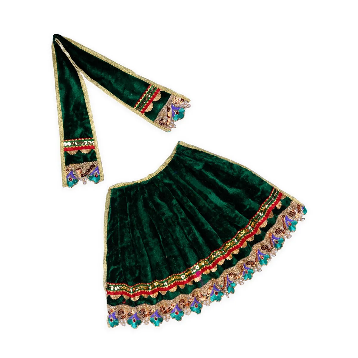 Amman Dress - 9 Inches | Velvet Amman Pavadai/ Velvet Devi Costume for Deity