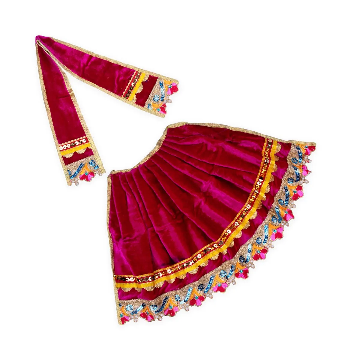 Amman Dress - 9 Inches | Velvet Amman Pavadai/ Velvet Devi Costume for Deity