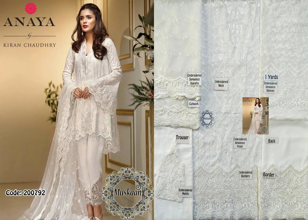 Anaya Chaudary Chiffon Eid Collection ALF-06 Cotton Candy(Replica)(Unstitched)