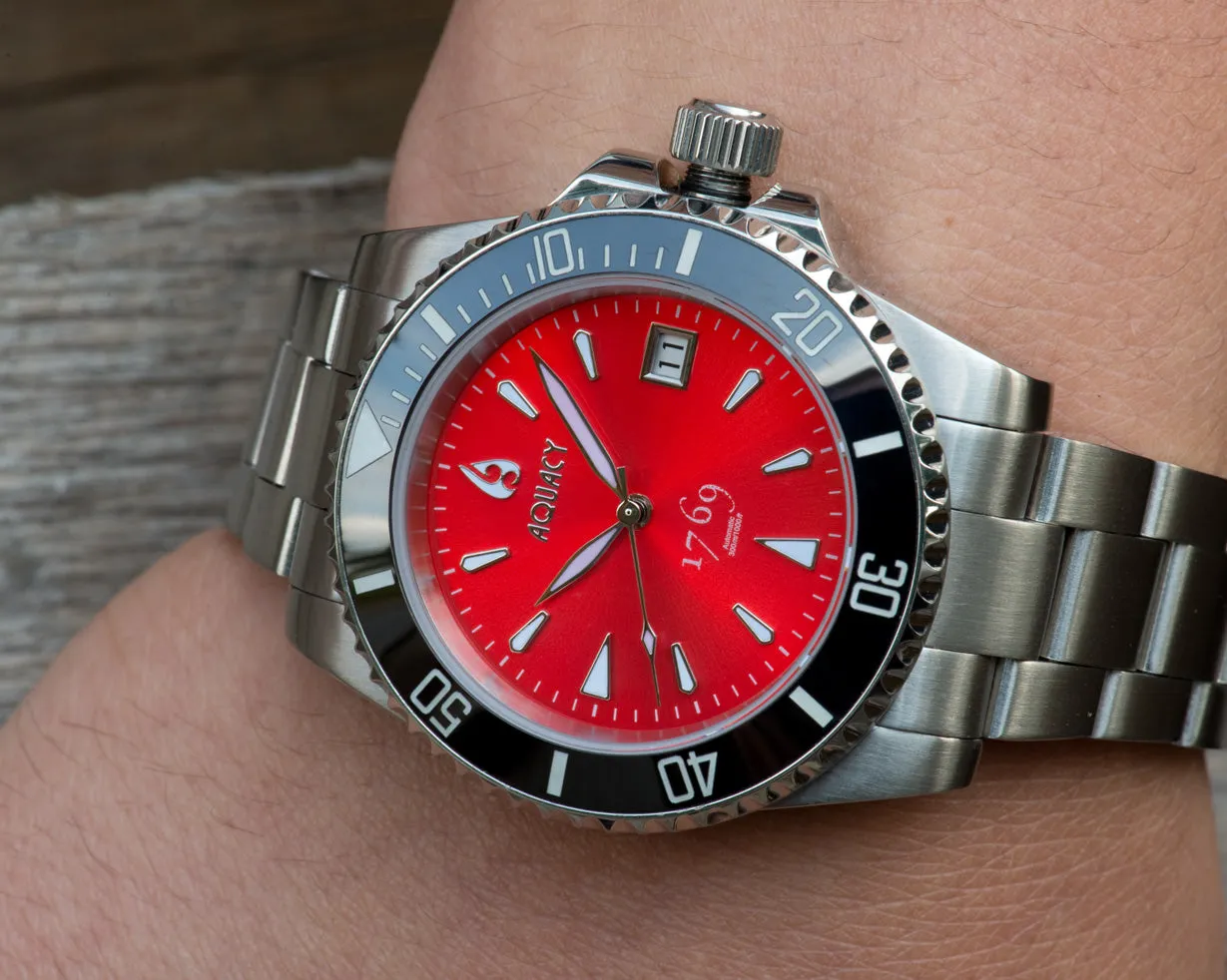 Aquacy 1769 Hei Matau Men's Automatic 300M Red Dive Watch ETA 2824 1769.R.B.S.ET