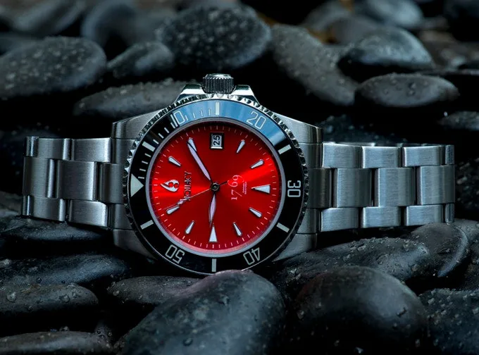 Aquacy 1769 Hei Matau Men's Automatic 300M Red Dive Watch ETA 2824 1769.R.B.S.ET