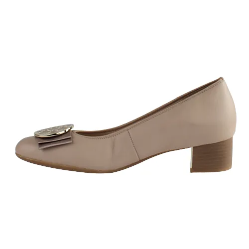 Ara Ladies Block Heeled  Pumps - 35807-09 - Nude Leather