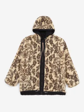 Aries Reversible Nylon and Floral Fleece Parka - Ecru