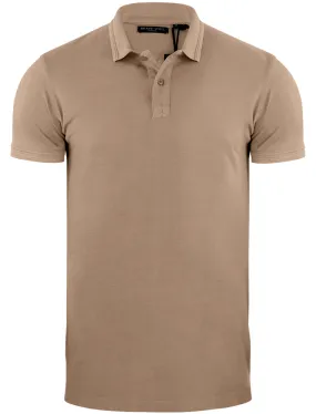 ArnieB Washed Pique Polo Shirt in Mushroom