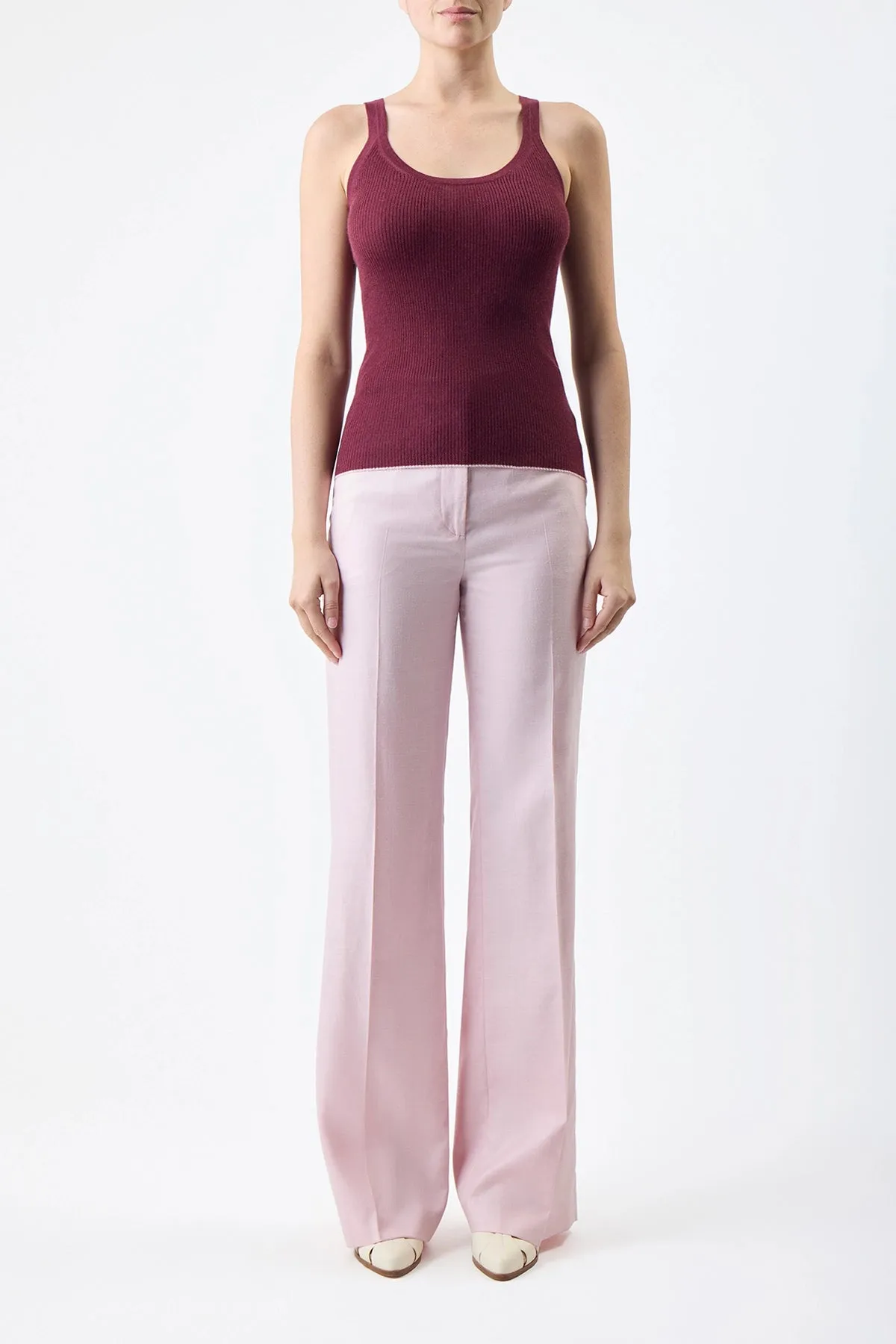 Arya Knit Tank Top in Bordeaux Cashmere Silk