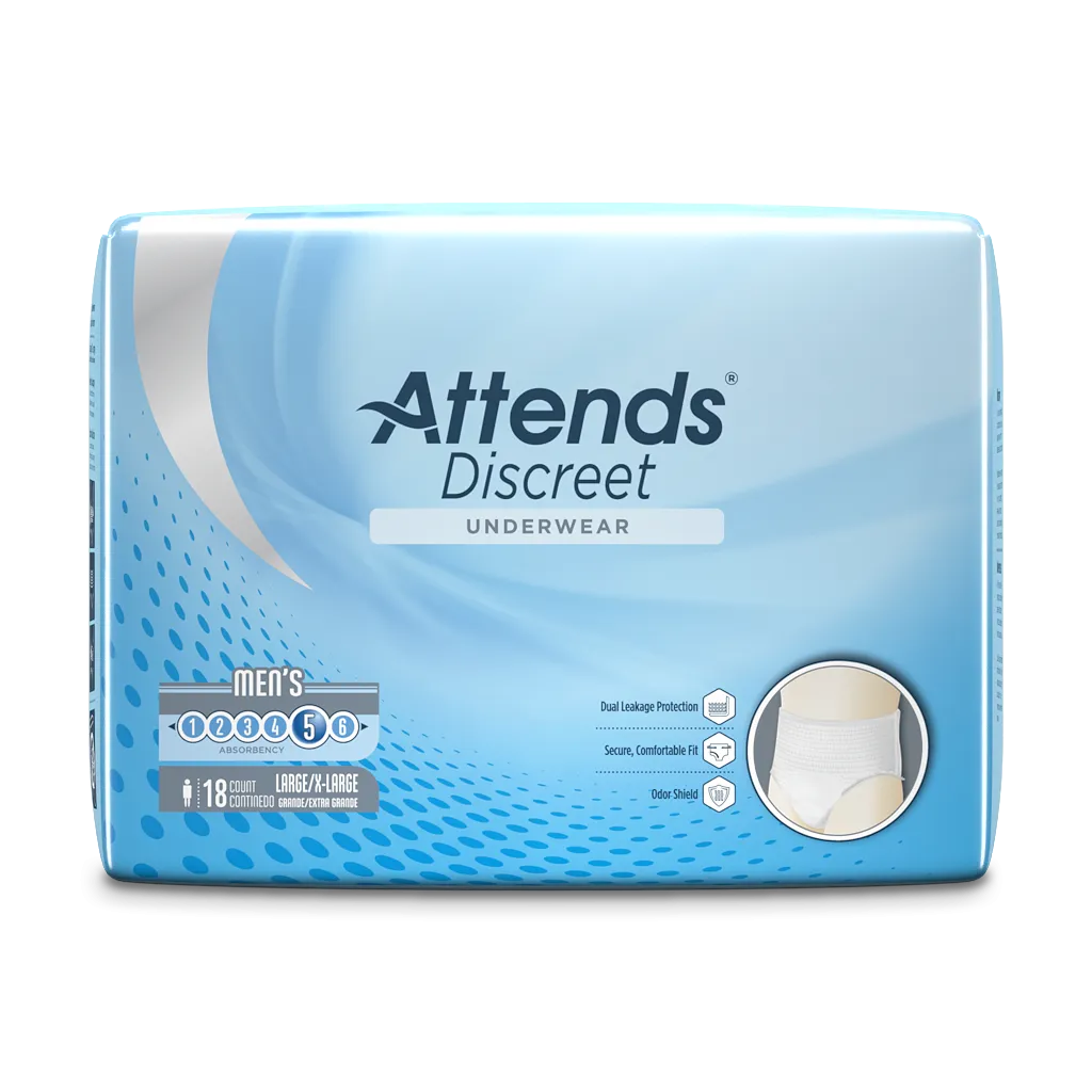 Attends Discreet Men's Disposable Incontinence Bladder Leak Underwear