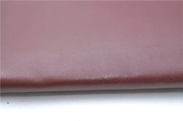 Auth Cartier Must de Cartier Clutch Hand Bag Purse Leather Bordeaux Red J1215