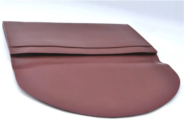 Auth Cartier Must de Cartier Clutch Hand Bag Purse Leather Bordeaux Red J1215