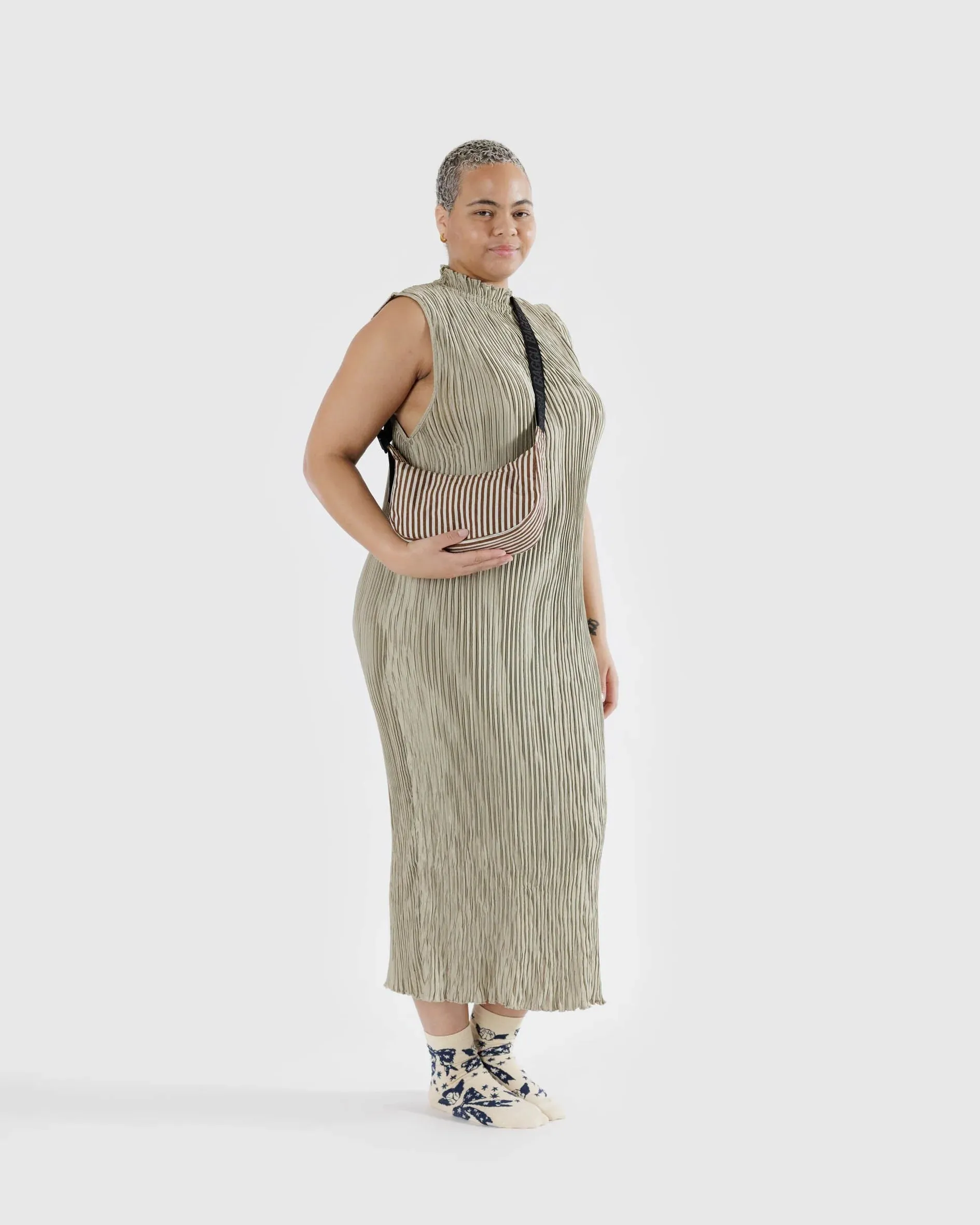 Baggu - Small Nylon Crescent Bag | Brown Stripe