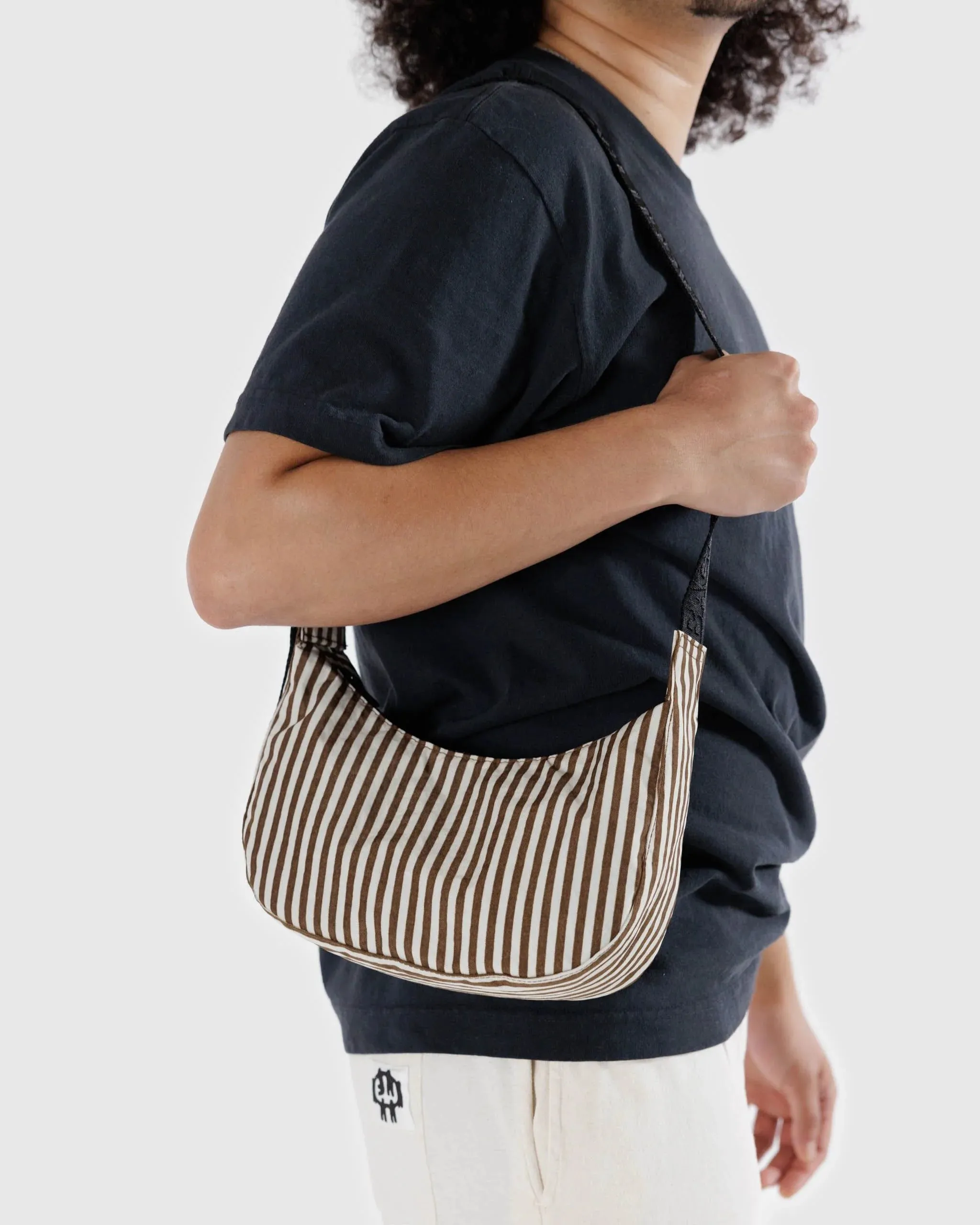 Baggu - Small Nylon Crescent Bag | Brown Stripe