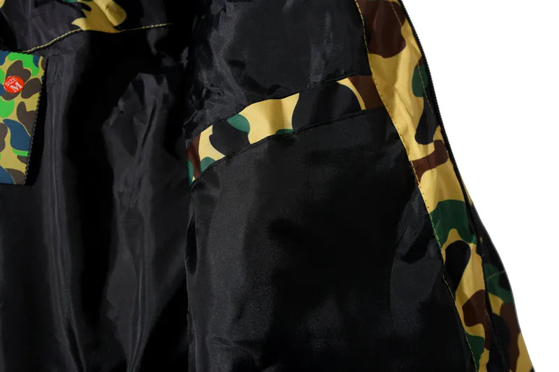 BAPE Puff Jacket Shark Hoodie Green Beige Camo