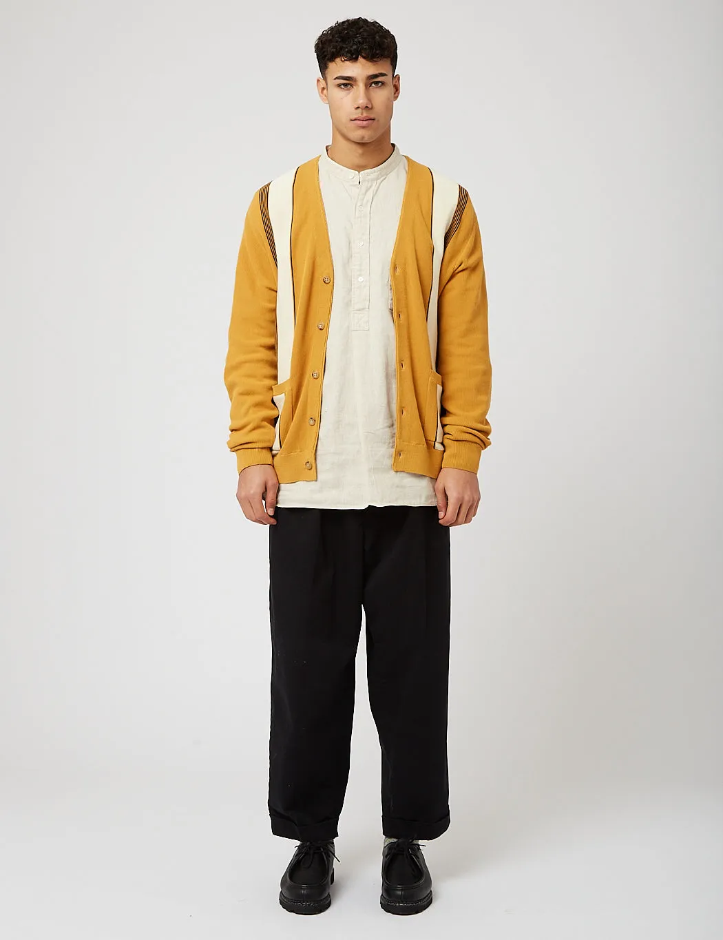 Beams Plus Cardigan (Stripe) - Mustard